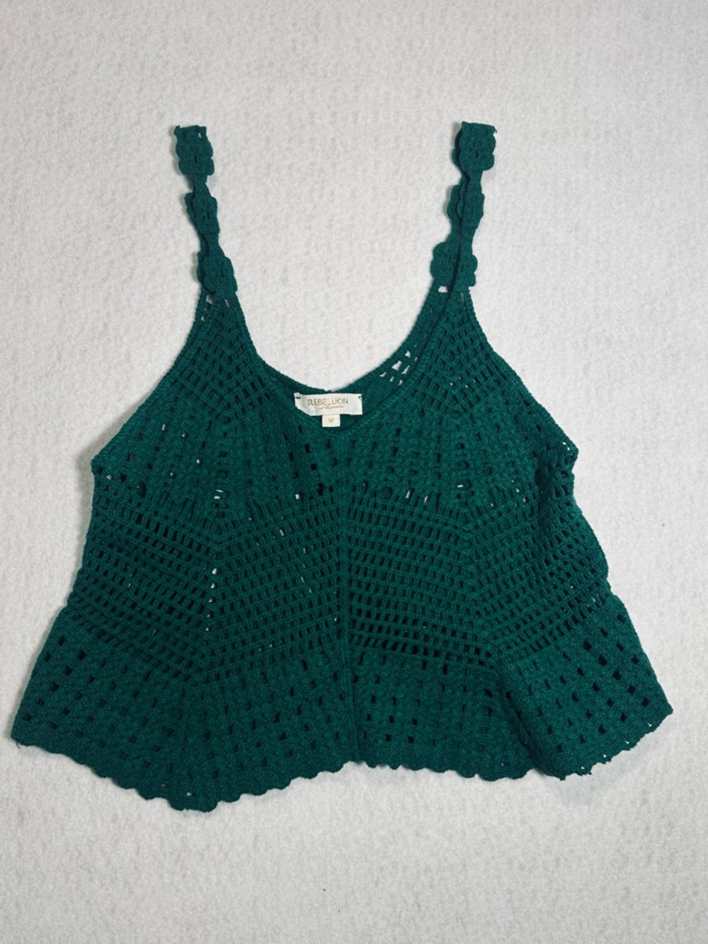 Rebellion Teal Crochet Camisole Tank Top
